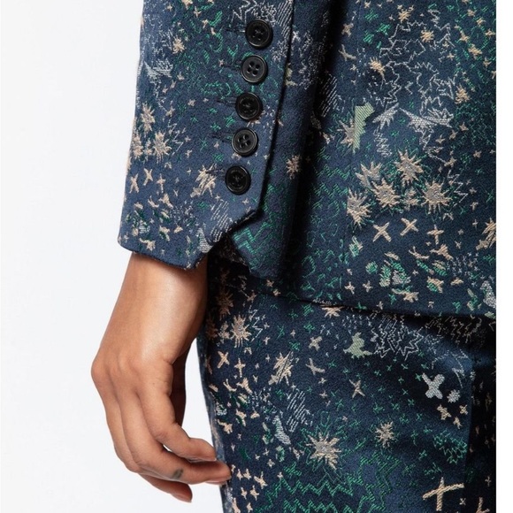 Zadic & Voltaire Navy - size 36 ZADIG & VOLTAIRE
Printed Notch Lapel Jacket - Picture 12 of 13